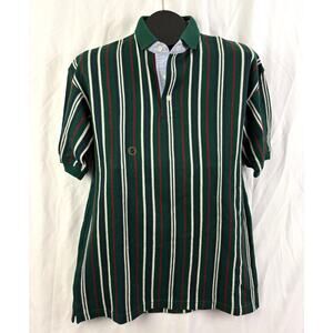 VTG 90s Roundtree & Yorke Green Stripe Polo Shirt Mens Small Nwt